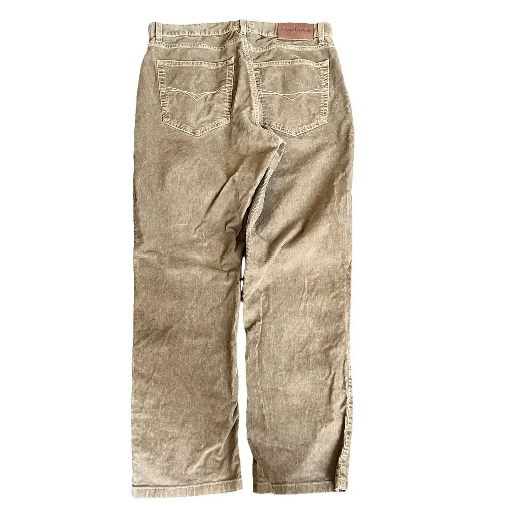 Scott Barber Caspio Five Pocket Jean Cut Corduroy Pants‎ 35 Camel Color